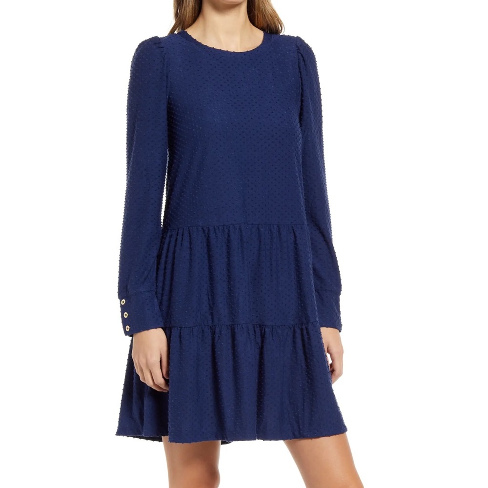 Lilly Pulitzer Navy Long Sleeve Tiered Dress NWT XXL